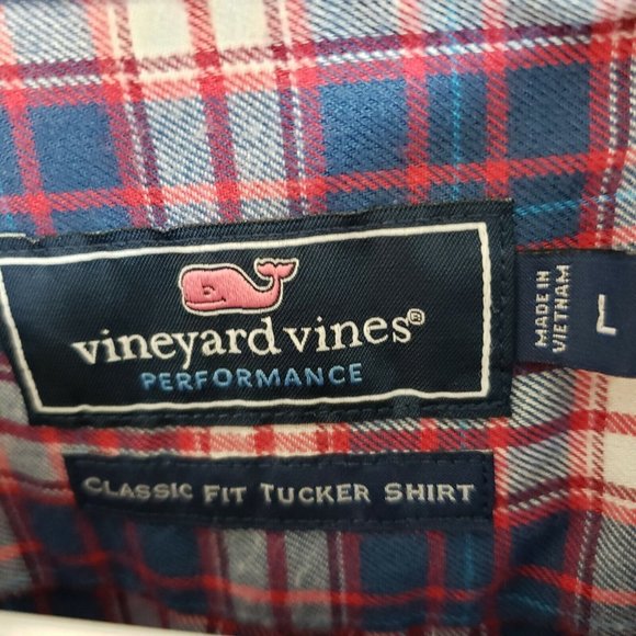 Vineyard Vines Mens Classic Fit Tucker Shirt Sz Large Red Blue Plaid - Picture 6 of 6
